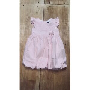 Chaps Baby Girls Pink Gingham Bubble Dress Ruffle Sleeve Size 18 Months